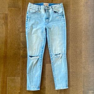Driftwood Embroidered & Distressed Skinny Gizelle Jeans in “Dizzy Daisy” Sz 27